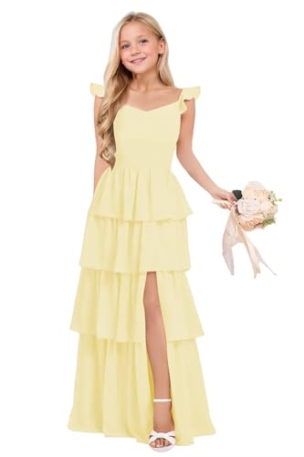 Dessiny Tiered Junior Bridesmaid Dresses Chiffon Flower Girl Dress for Wedding Girls Formal Evening Dress DE5012