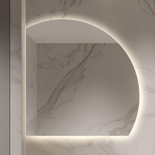 ZYBOWAYL 80cm 90cm LED�Ǌ|�������� �܂�~�߃o�X���[���~���[ ���ʏ� ���ʑ�p ���~�o�b�N���C�g�o�X���[�����ϋ� 3�F�����\ �t���[�����X�E�H�[���~���[�Ɩ��t��(Left Under Cut,100*100cm/40*40")