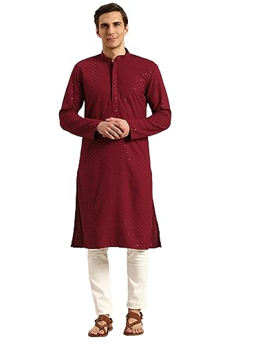 Image of Rajubhai Hargovindas Men Chikankari and Sequin Work Kurta