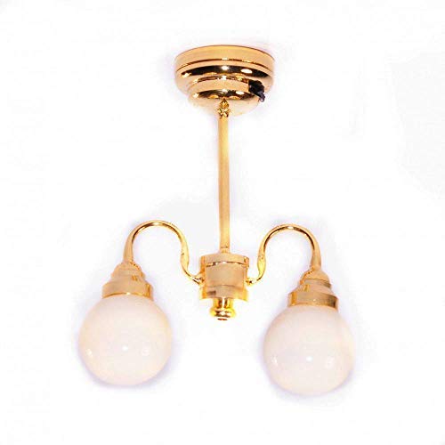 Lámpara De Techo Para Casa De Muñecas Escala 1:12 - Luz LED Transparente Con Estampado Y Base De Latón, Funciona Con Batería