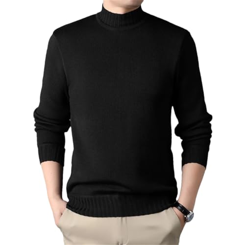 Men's Autumn/Winter Half High Collar Plush Thickened Sweater Bottom Warm Sweater Black