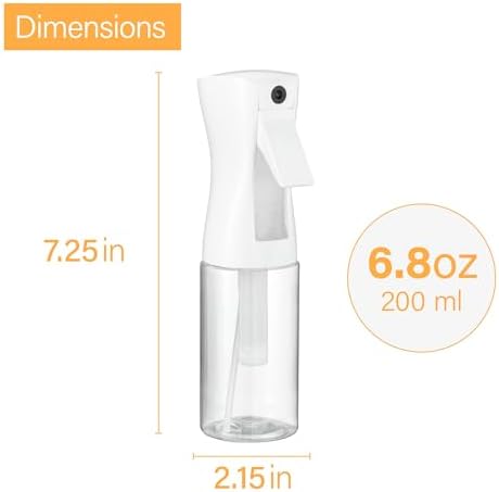SUPER+ 2 Pack Continuous Spray Bottles - Ultra Fine Mist Sprayer | Water Spray Bottle For Hair Mister Spray Bottle | Hair Spray Bottles For Hairstyling, Cleaning, Salons - 2pk 6.8 OZ / 200 ML - 3