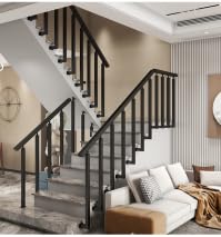 SDFVSDF Black Stair Baluster Posts - Square Metal Railing Spindles, Banister Column for Deck, Steps, Garden, Outdoor Stairs Remodeling, (Baked Paint, Side Mount), 35.4in / 90cm, SDFVSDF-B-90-S-2pack