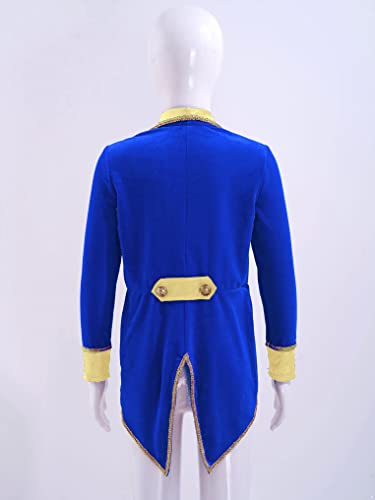 Oyolan Kids Boys Medieval Tailcoat Jacket Circus Cosplay Costumes Gothic Steampunk Vintage Victorian Frock Uniform Coat Royal Blue 12 Years #TOP4