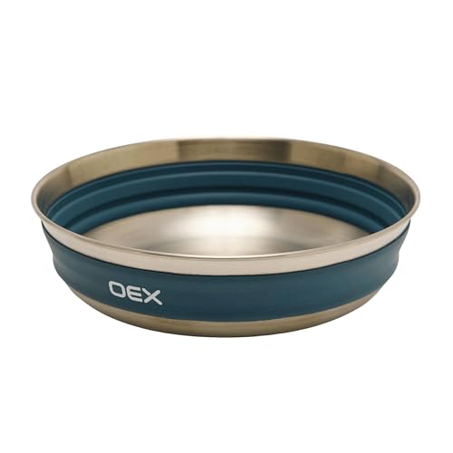 OEX Ascent Collapsible Bowl, Stainless Steel, Lightweight, Nesting Design, for Camping and Outdoor Dining (Large 680ml)