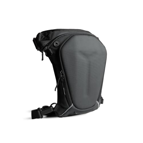 Image of Carbonado Turtle Bags, Thigh Bag for Bikers, Fanny & Waist Bag for Man Woman; Multipurpose Water Repellent Utility Pouch, Cross Body, Strap to Leg & Hip for Motorcycling, Outdoor & Hiking - Grey