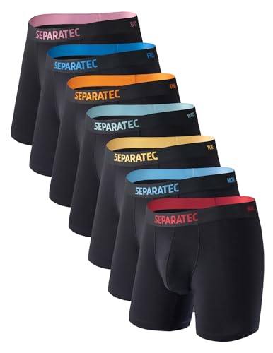 Separatec Dual Pouch Mens Underwear Breathable Cooling Rayon Made from Bamboo Underwear Men, Boxer Briefs and Trunks 7 Pack