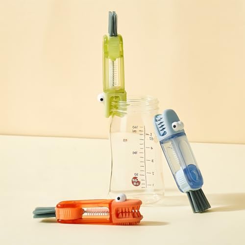 Image of 4-in-1 Bottle Cleaning Brush Set, Multifunction Silicone Cup Lid Gap Cleaner, Home Kitchen Crevice Cleaning Tools, 3 Pcs, Multicolor