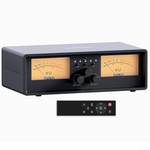 ET30 Commutateur de haut-parleur audio 2 entrées 2 sorties avec double compteur VU analogique pour amplificateurs et haut-parleurs, télécommande et coque en métal