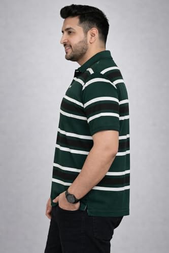 Image of INKKR Plus Size - Men Striped Polo Neck Tshirt