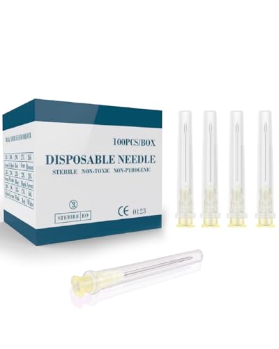 20G 1 Inch (25MM) Needle Luer Lock Industrial Accessories for Scientific Measuring Refilling Liquid Inks 100Pcs Individual Package