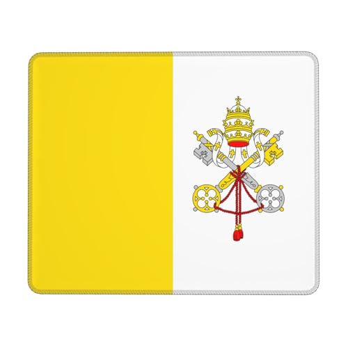 PAYDYLONA Tapis de souris imprimé drapeau du Vatican - Imperméable - Avec base en caoutchouc antidérapant - Pour bureau, maison et ordinateur portable - 22 x 26 cm