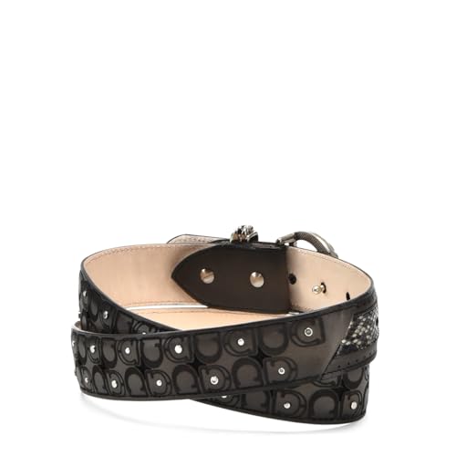 Cuadra Engraved Oxford Exotic Leather Belt For Women With Monogram Buckle CDA30PH Black2