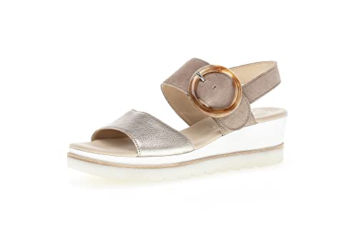 Gabor Femme Sandales, Dame Sandales compensées,Sandales à Talon compensé,Chaussures d'été,Confortables,Plates,Beige (Puder/Rabbit),38.5 EU / 5.5 UK