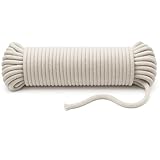 100 ft Braided Cotton Rope Clothesline 4 mm | Heavy Duty, High Strength, Shock Absorbing Cord for Tie-Down, Swinging, Camping & DIY Projects