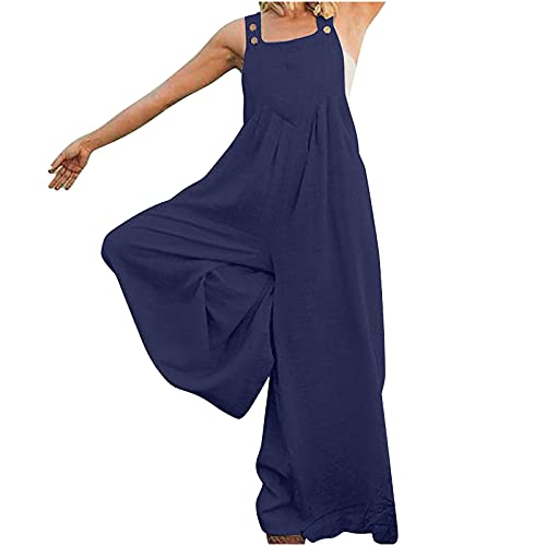 pollyhb Women's Jumpsuits Casual Long Rompers Solid Jumpsuit Pants Wide Leg Jumpsuits Dark Blue pollyhb Women's Jumpsuits Casual Long Rompers Solid Jumpsuit Pants Wide Leg Jumpsuits Dark Blue