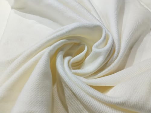 Tissu sergé de laine blanc au mètre Silk X 137,2 cm pour couture de veste et manteau