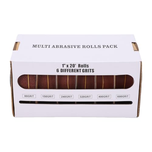 Generic Rollo de papel de lija Abrasivo de óxido de aluminio para superficies Metal, Madera y Automóvil 1 pulgada 20FT para eliminación de óxido y pulido
