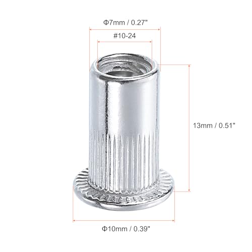 QUARKZMAN #10 24 Nietmuttern Aluminiumlegierung gerändelt Flachkopf Gewindeeinsatzmutter Silber 30 Stück