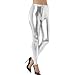 Produktbild Smiffys Damen 80er Jahre Metallic Disko Leggings, Größe: 40-42, Silber, 48105