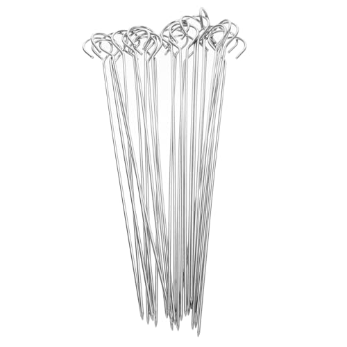 SAFIGLE Edelstahl Grillspieße 25 Stück 1,8mm x 20cm Hitzebeständig Lebensmittelecht Flach Für BBQ Grillen Camping