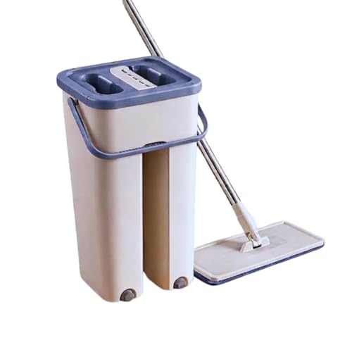 Image of Flat Mop with Bucket for Home Floor Cleaning | Wash & Dry System | Easy Water Control | Home Kitchen Bathroom Cleaning Tool (Pack of 1)
