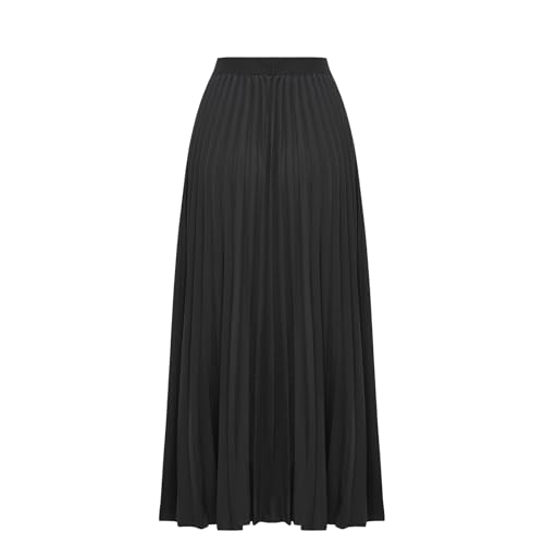 Women’s Casual Elegant Skirt Pleated High-Waisted A-Line Swing Midi Skirt2
