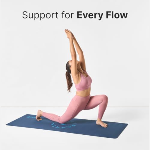 Image of Cult Aroma Infused TPE Yoga Mat 6 mm Anti Skid Non Slip Exercise Mat with Carry Bag for Yoga Workout Gym Blue