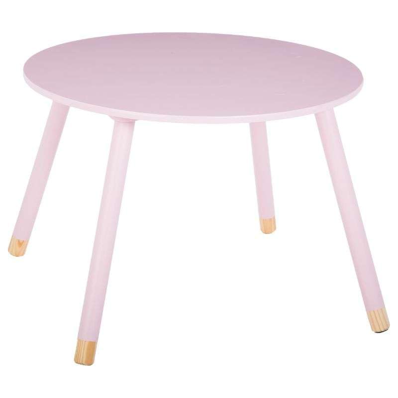 Miroytengo Mesa Infantil Dormitorio Douceur con Patas de Madera Estilo Infantil en Color Rosa y Roble Claro 60x60 cm