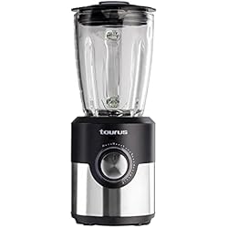 Jarra Batidora Taurus Magnum 1000 Taurus Batidora de vaso con 1200W de potencia, jarra de cristal de 1.75L de capacidad, cuchillas de acero inoxidable de 6 Filos, 5 velocidades + Turbo, pica hielo