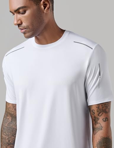 5 Pack Men’s Active Quick Dry Crew Neck T Shirts | Athletic Running Gym Workout Short Sleeve Tee Tops Bulk, Steel Blue/Charcoal/White/Navy Blue/Black, 4X-Large - 2