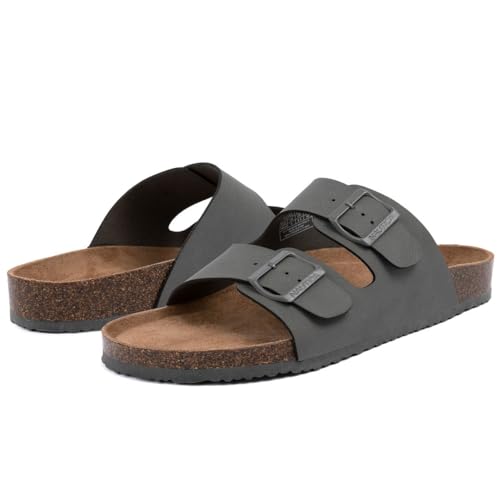 Image of Nautica Men's Sandals - Casual Slides with 2 Adjustable Buckle Straps and Cork Footbed for Ultimate Comfort and Style (Regular /Wide Width, Big Size)