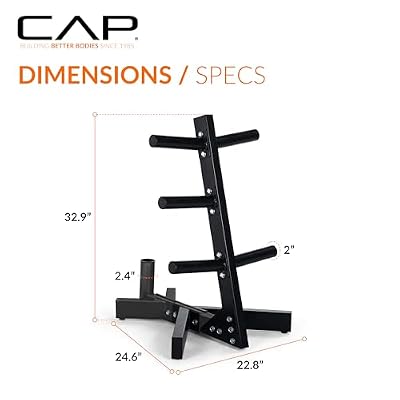 Cap Barbell Olympic Plate Tree Storage Rack, Multiple Colors