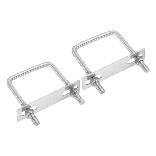 Image of PATIKIL M8x60x80mm Square U-Bolts Kit, 2Set 304 Stainless Steel Square U Shaped Bolts Replacement Parts with Frame Plates and Nuts for Ski Board Sailboat Trailer