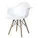 Giantex Dining Chairs Set of 2 White, Easily Assemble Modern Mid Century Dining Chairs with Wood Legs, Max Load to 330 Lbs, Plastic Kitchen Chairs with Arm for Dining Room
