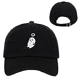 Ghost Embroidered Caps Halloween Men Women Baseball Cap Pure Color Snapback Hat(Black Ghost-1)