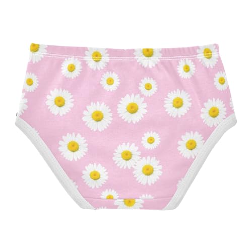 Girls Underwear Toddler 2t Cotton Girl Panties Cute Bright Underpants Briefs White Daisies Yellow Pastel Pink2