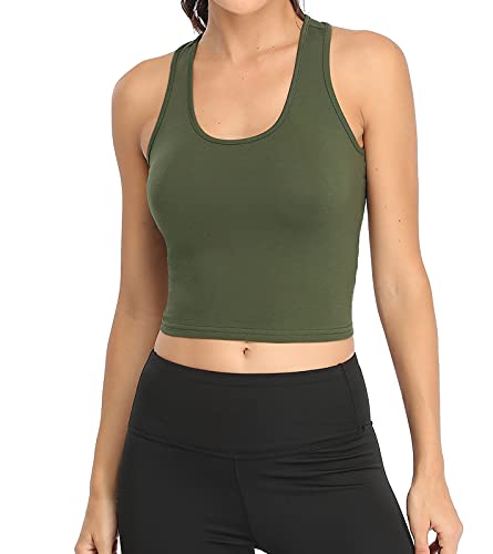 Image of Joviren Crop Tank Tops for Women Workout Cropped Athletic Shirts