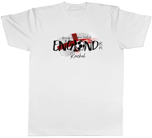 Image of Shopagift Personalised Bring it Home England Football 2025 Mens T-Shirt Tee White