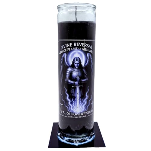 Archangel Michael Candle | Black Flame of Michael Seal of Power Candle Kit | Divine Reversal Protection | Black Obsidian Infused | Healing Hussle