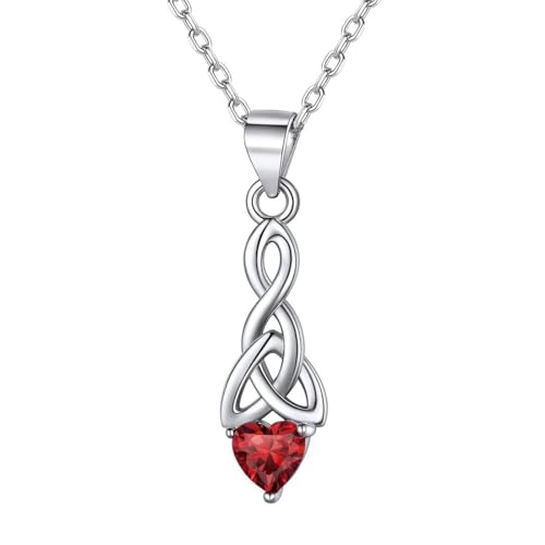 ChicSilver Bow and Cat Birthstone Necklace, 925 Sterling Silver Pendant Necklaces for Women, Hypoallergenic Silver Choker with 16 inch Rolo Chain, 12 Months Jewelry for Valentines Mothers Da