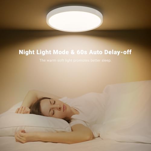 LQWELL® Lámpara de Techo LED Regulable con Control Remoto, 24W, 2500LM, 3000-6500K RGB, Iluminación de Techo Redonda y Plana IP44 para Sala de Estar, Dormitorio, Comedor, Pasillo, 300 x 40 mm - imagen 5