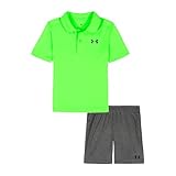 Under Armour Baby Boys' 2-piece Short Sleeve Polo and Shorts Set, Hyper Green, 18M
