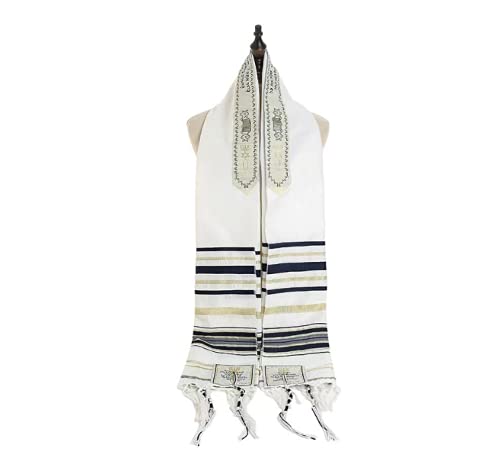 RUIXIAStripe Messianic Tallit Prayer Shawl Men Women Covenant Tallit Prayer Shawl with Talis Bag Arabian Prayer Scarf Ethnic Style Headscarf Jewish Christian tallit with Hebrew Wording from Israel Gift