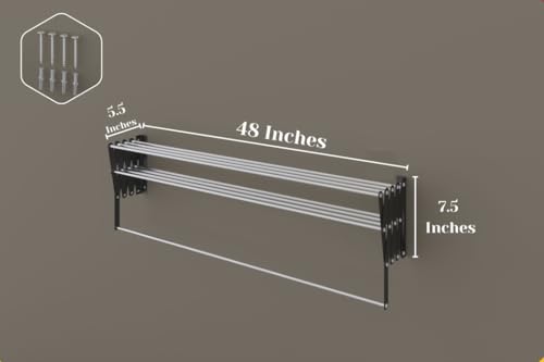 Image of RIOMAX Heavy Duty Rust-Free Stainless Steel Foldable Wall Mounted /Mounting Clothes Drying Stand /Cloth Dryer Racks for Bathroom /Balcony /Indoor /Outdoor (4 Ft - 9 Rod - Black & Silver)