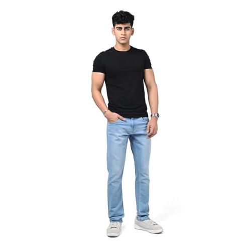 Image of WROGN Men's Slim Fit Jeans | Cotton Stretch | Solid | Casual Denim