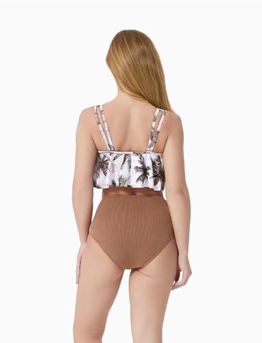 Image of PATPAT Family Matching Swimsuits Two Piece Hawaiian Tropical Beach Bikini and Swim Trunks Set Mommy and Me Bathing Suits