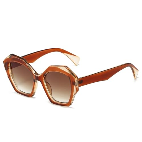 Lunettes de soleil vintage polygonales haut de gamme à protection UV400 hexagonale