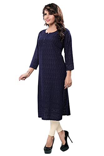 Image of DARIKA Women's Cotton Chikankari Straight Kurti Multiple Color in from Small to Plus Size.