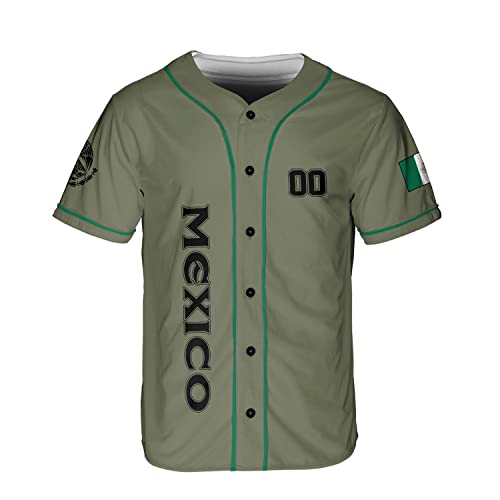 Leprints Personalized Mexico Baseball Jersey, Mexican Baseball Jersey for Men Women, Mexicano Flag Jersey, Mexican Flag Pride miniatura 2